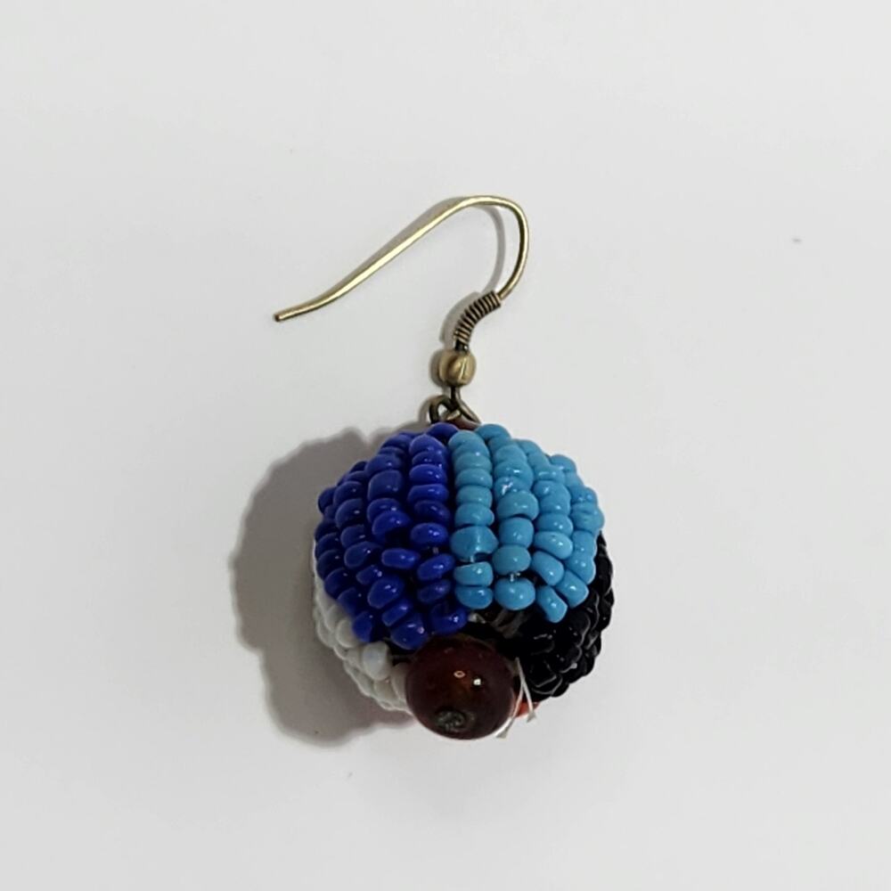 Striped Seed Bead Ball Multicolor Necklace and Earring Set - Picture 9 of 13